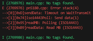 Error stack from the PN5180