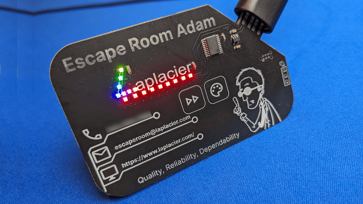 A picture of the second PCB business card design PCB Business Card v2