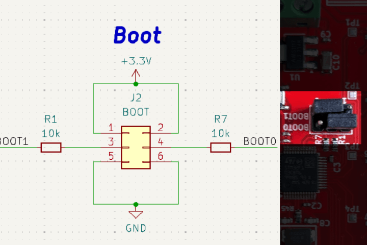 STM32 Analog Slave BOOT circuit and jumper location BOOT circuit